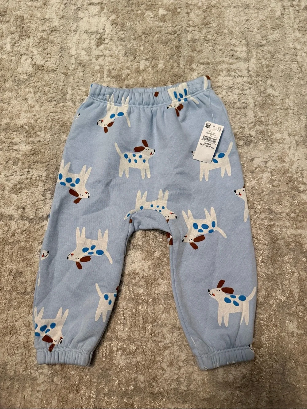 Old Navy Light Blue Dog Print Jogger Pants size 12/18M-NWT